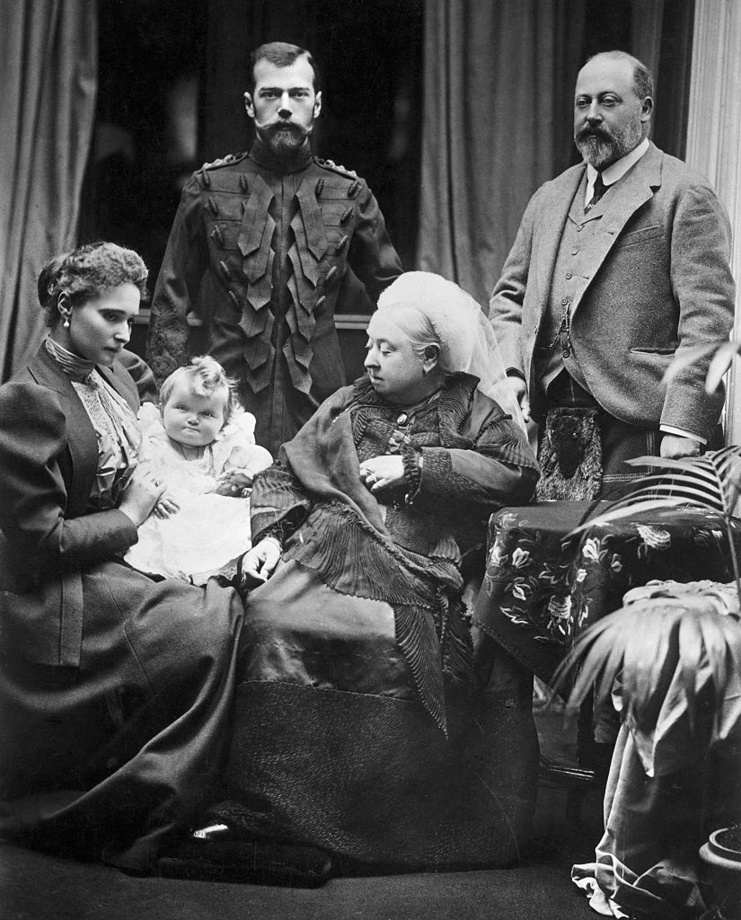 Queen Victoria mit Zar Nikolaus II. und Alexandra.