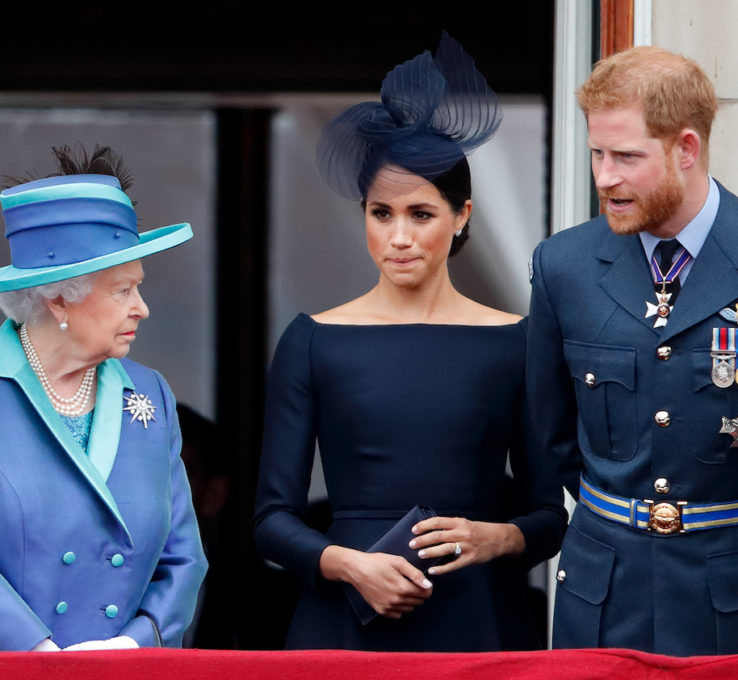 Prinz Harry und Herzogin Meghan mit Queen Elizabeth