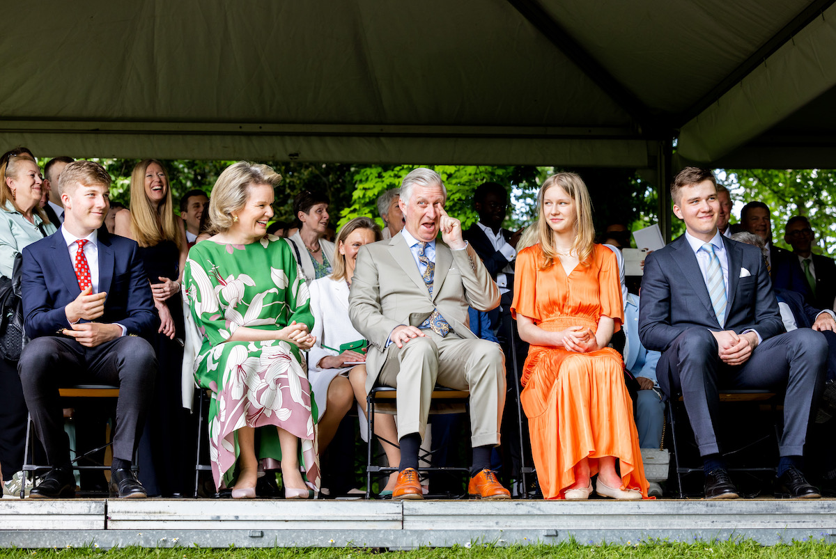 Prinz Emmanuel, Königin Mathilde, König Philippe, Prinzessin Eléonore und Prinz Gabriel