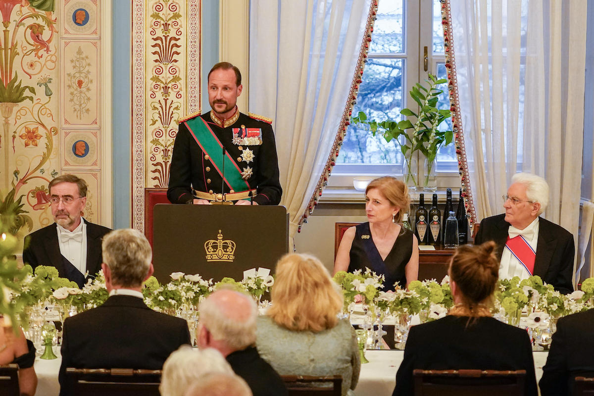 Kronprinz Haakon beim Gala-Dinner für den italienischen Präsidenten 