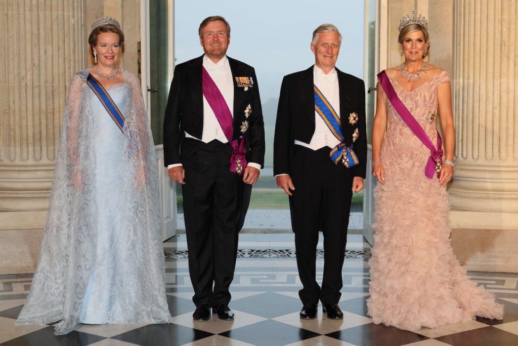 Königin Maxima, König Willem-Alexander, König Philippe und Königin Maxima beim Staatsbankett in Belgien