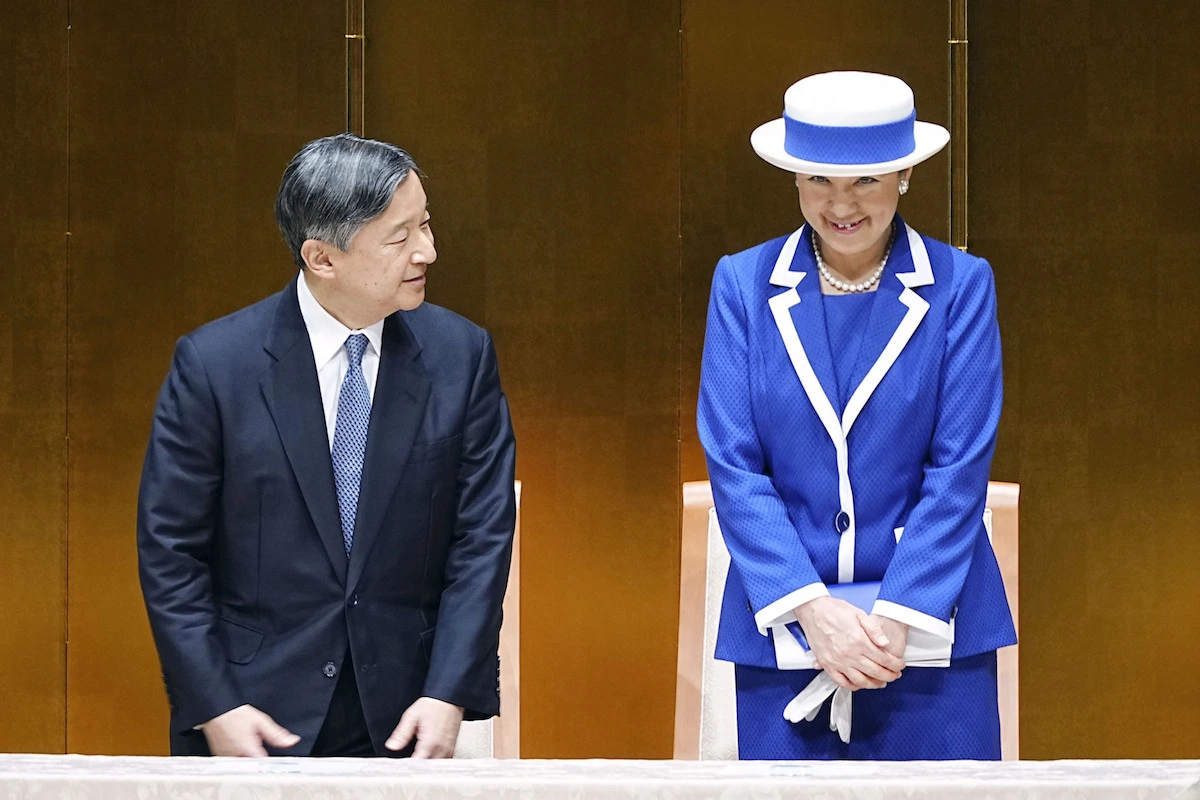 9. Juli 2023: Kaiser Naruhito und Kaiserin Masako besuchen Eröffnungszeremonie einer internationalen Konferenz über automatische Steuerungssysteme in Yokohama. © picture alliance / Kyodo