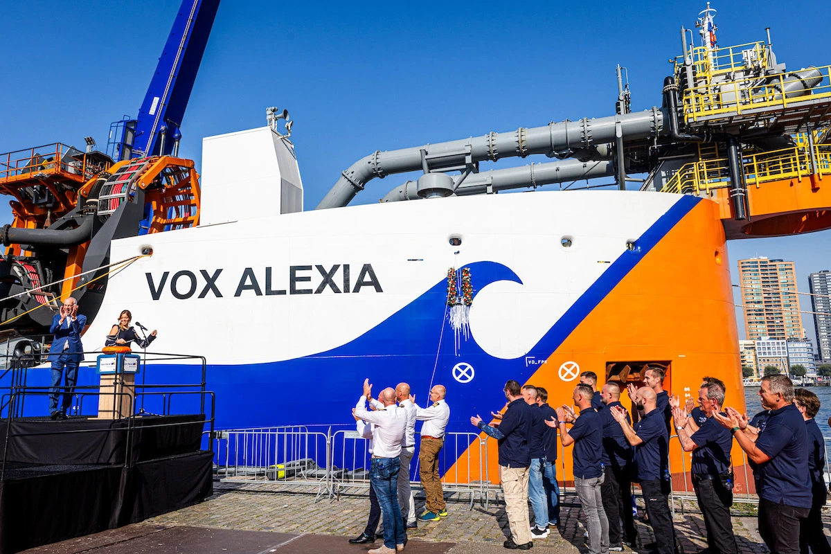 9. September 2023: Prinzessin Alexia tauft ein Schiff auf den Namen „Vox Alexia“. © Patrick van Katwijk/Getty Images