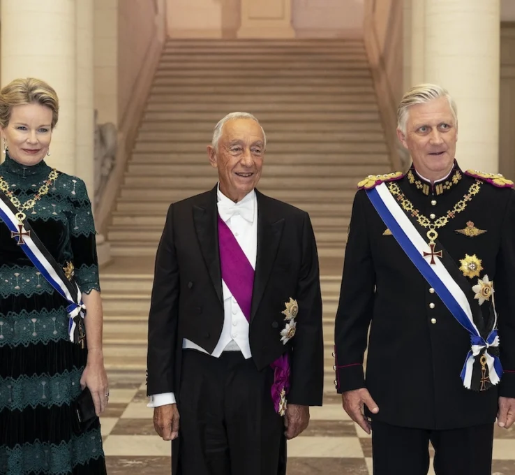 Königin Mathilde und König Philippe mit arcelo Rebelo de Sousa