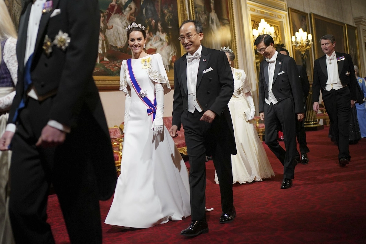 Mode von Prinzessin Kate beim Staatsbankett für den Präsidenten Koreas