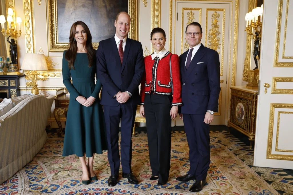 Prinz William und Prinzessin Kate empfangen Prinz Daniel und Kronprinzessin Victoria von Schweden auf Schloss Windsor.
