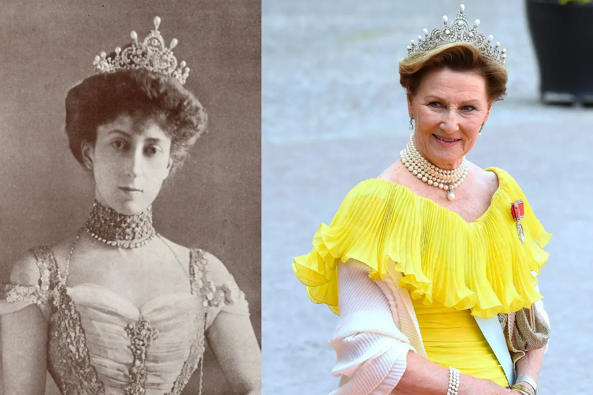 Original und Fälschung: Die Perlen-Tiara von Königin Maud.