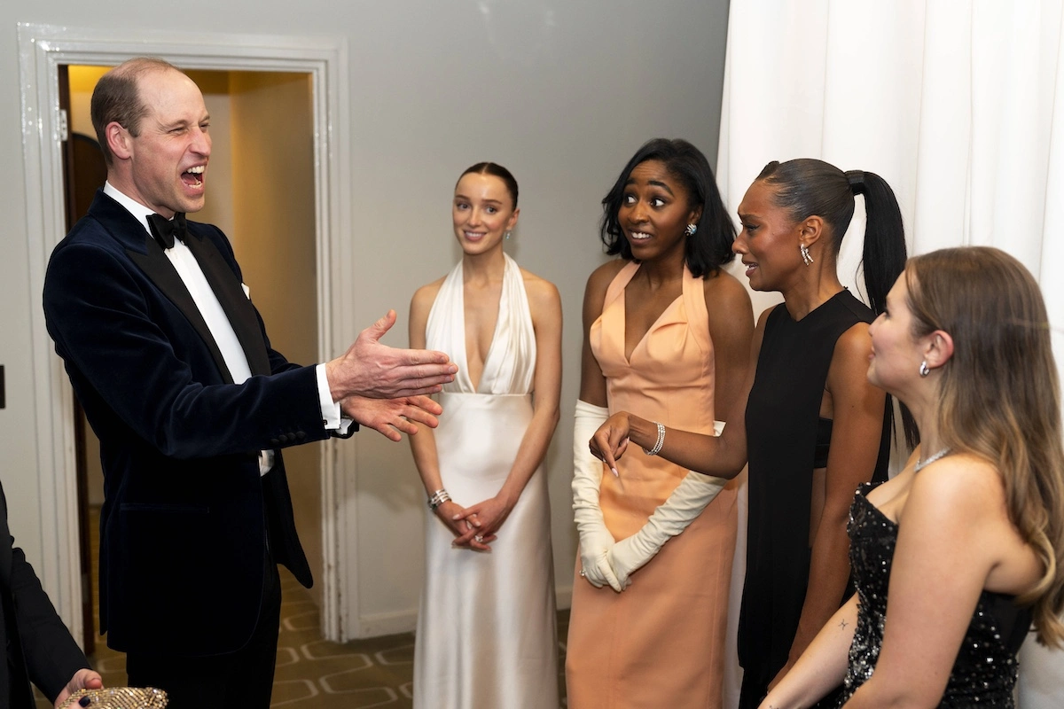 William trifft die Nachwuchs-Schauspielerinnen Phoebe Dynevor, Ayo Edebiri, Sophie Wilde and Mia McKenna Bruce. © IMAGO / i Images