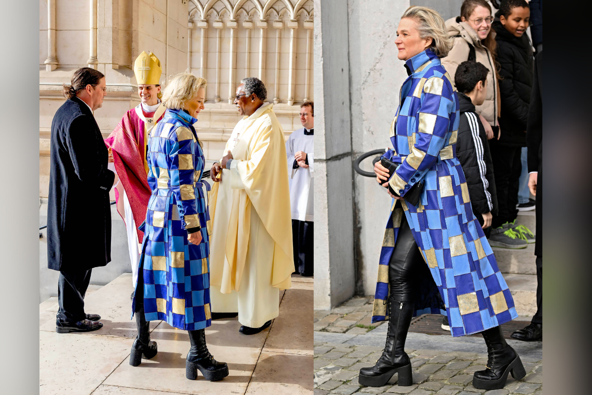 Prinzessin Mathilde geht mit diesem schrillen Outfit zur Messe in die katholische Kirche.