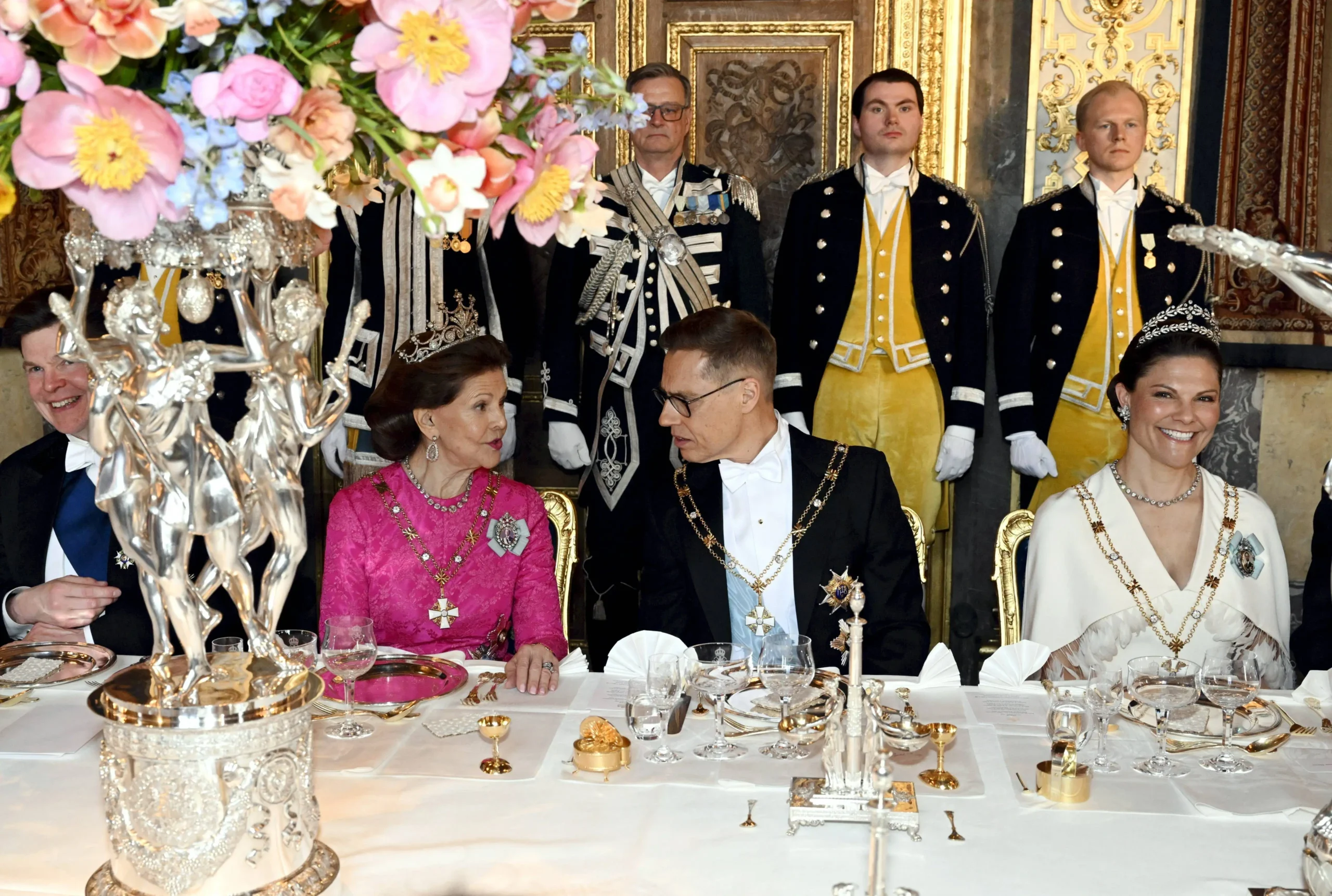Die schwedischen Royals beim Staatsbankett für den finnischen Präsidenten Alexander Stubb. 