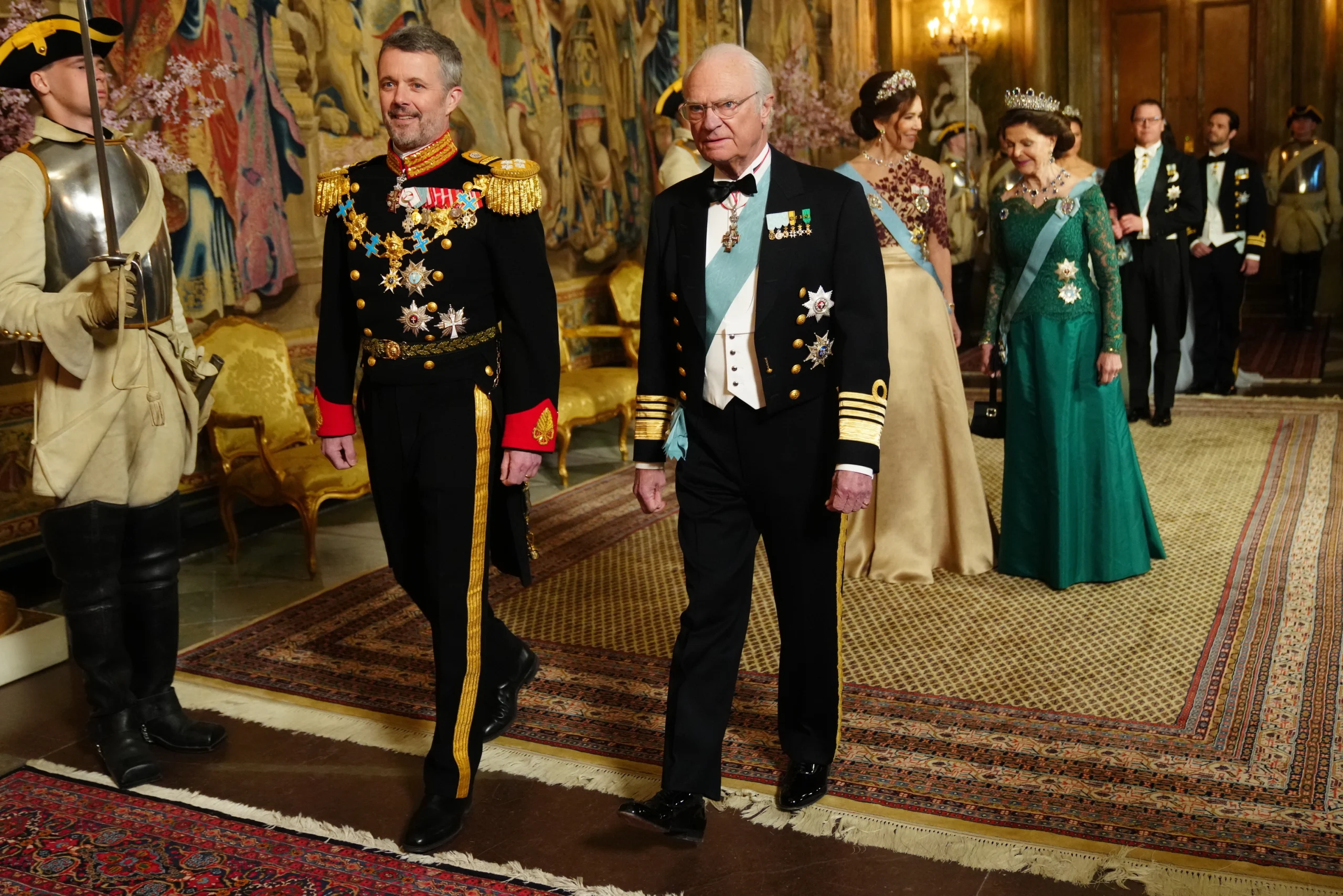 König Frederik und König Carl Gustaf beim Staatsbankett im Stockholmer Schloss