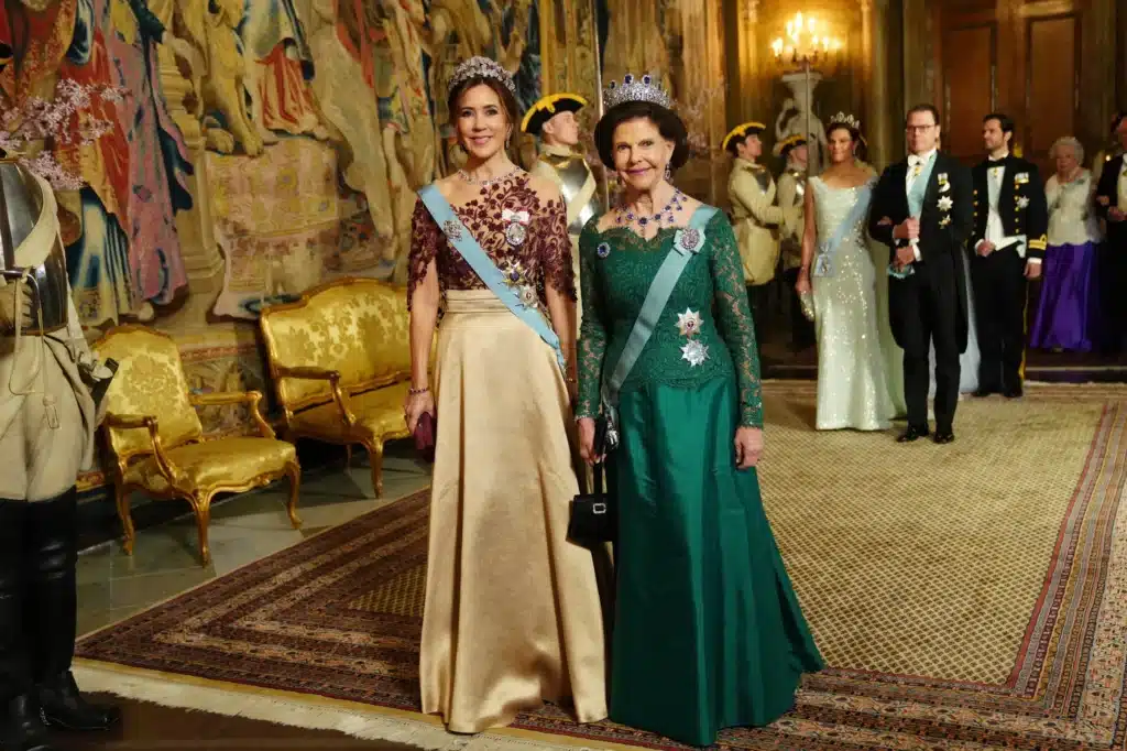 Königin Mary und Königin Silvia beim Staatsbankett für das dänische Königspaar