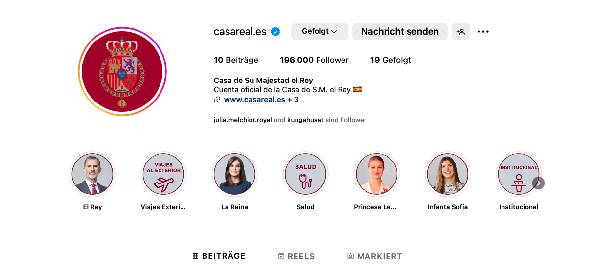 Instagram-Profil spanische Königsfamilie