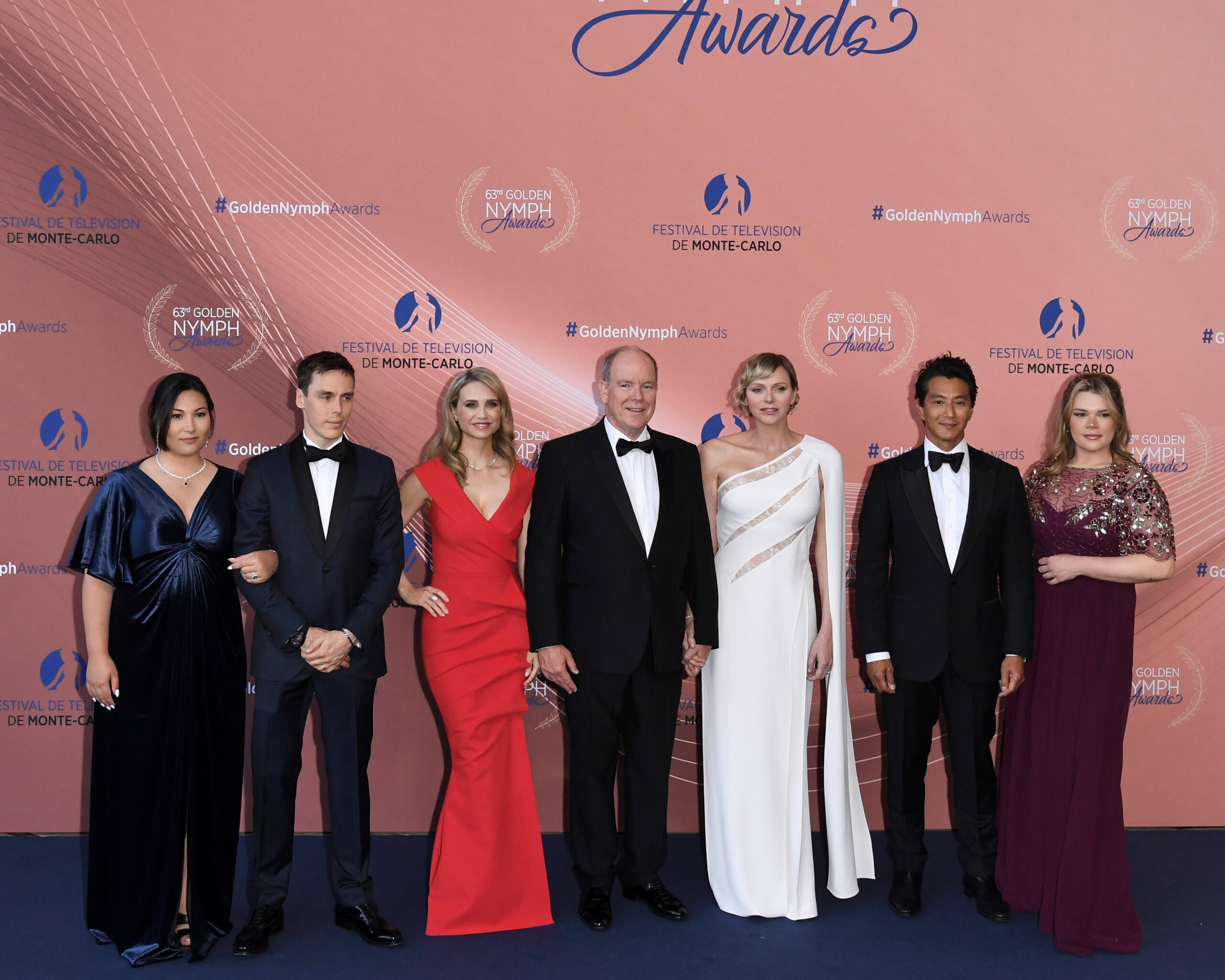 Glanz im Fürstenhaus Monaco: Marie Ducruet, Louis Ducruet, Fiona Gubelmann, Prince Albert of Monaco, Princess Charlene of Monaco, Will Yun Lee, Camille Gottlieb © IMAGO / Independent Photo Agency Int.