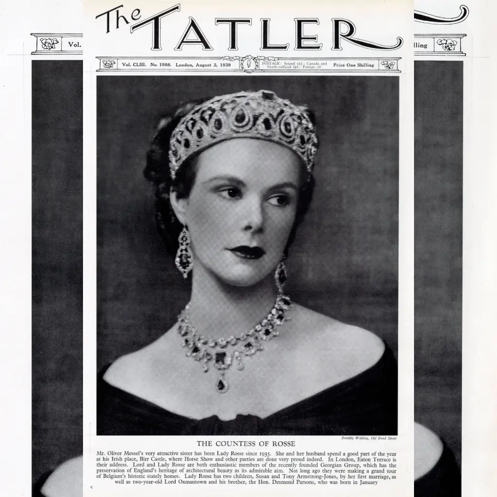 Das Titelblatt von „The Tatler“ aus dem Jahr 1939 zeigt Anne Parsons, Gräfin von Rosse. Sie war die Mutter von Antony Armstrong-Jones und damit zeitweise die Schwiegermutter von Prinzessin Margaret. © IMAGO / Gemini Collection